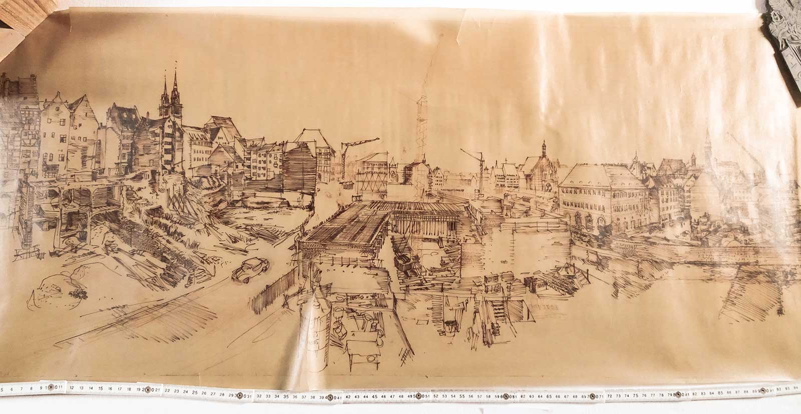 Building Site of the Flood Drainage | ink/pergament | Friedrich Neubauer