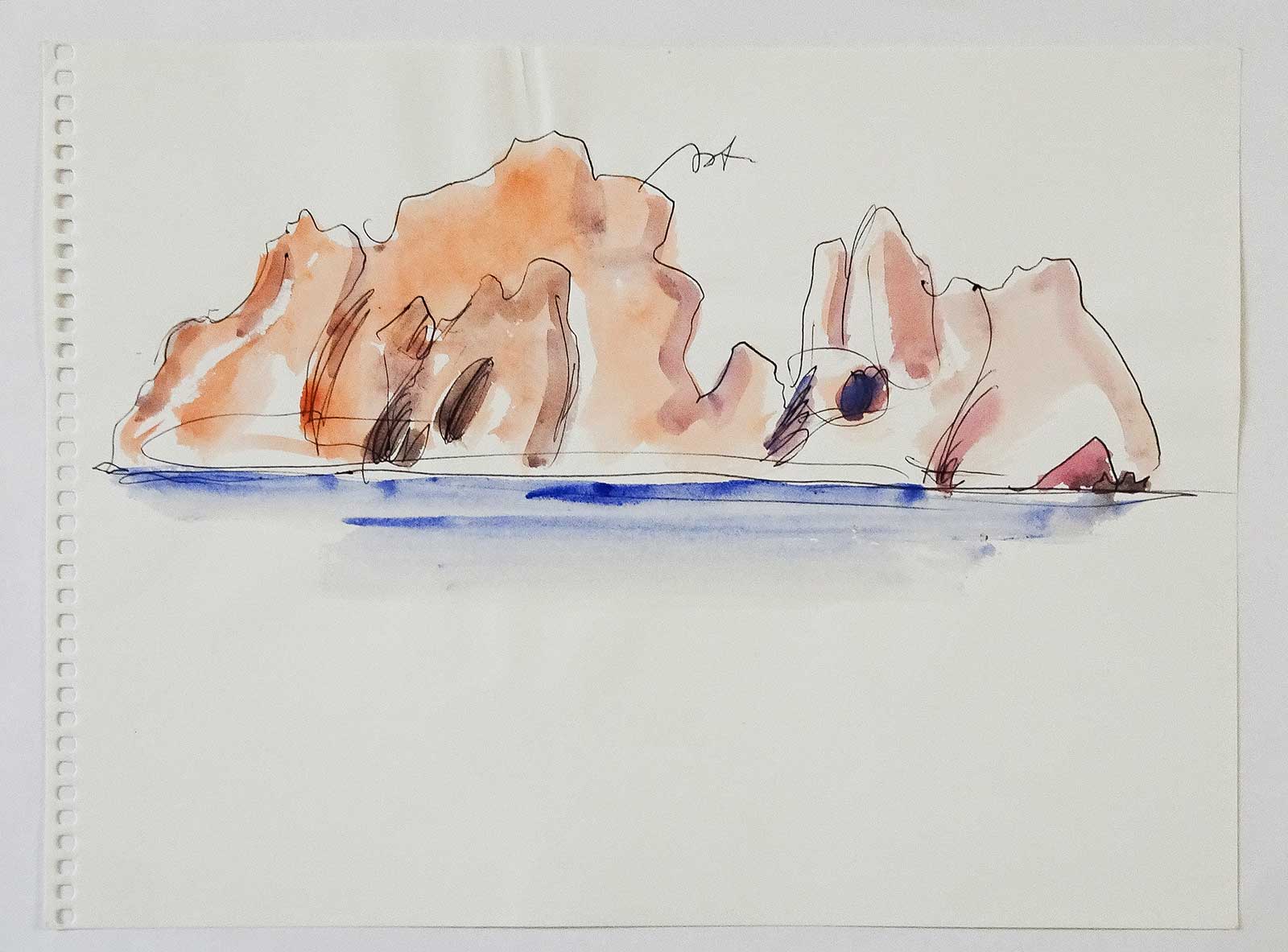 Fels im Meer | Filzstift coloriert | Friedrich Neubauer