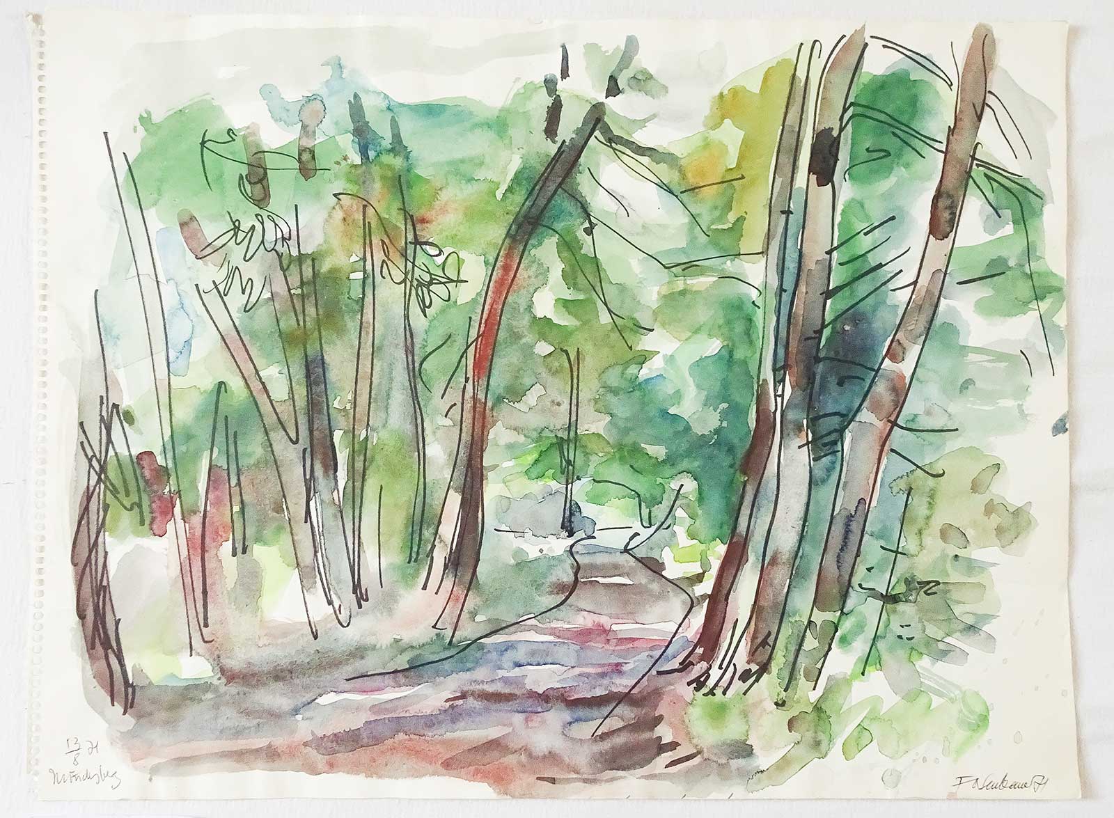 Path in the Forest near Mönchsburg | felt colored | Friedrich Neubauer