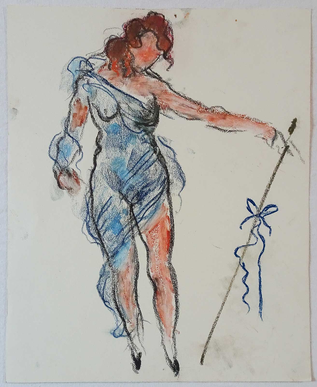 Lady with a Staff | chalk | Friedrich Neubauer
